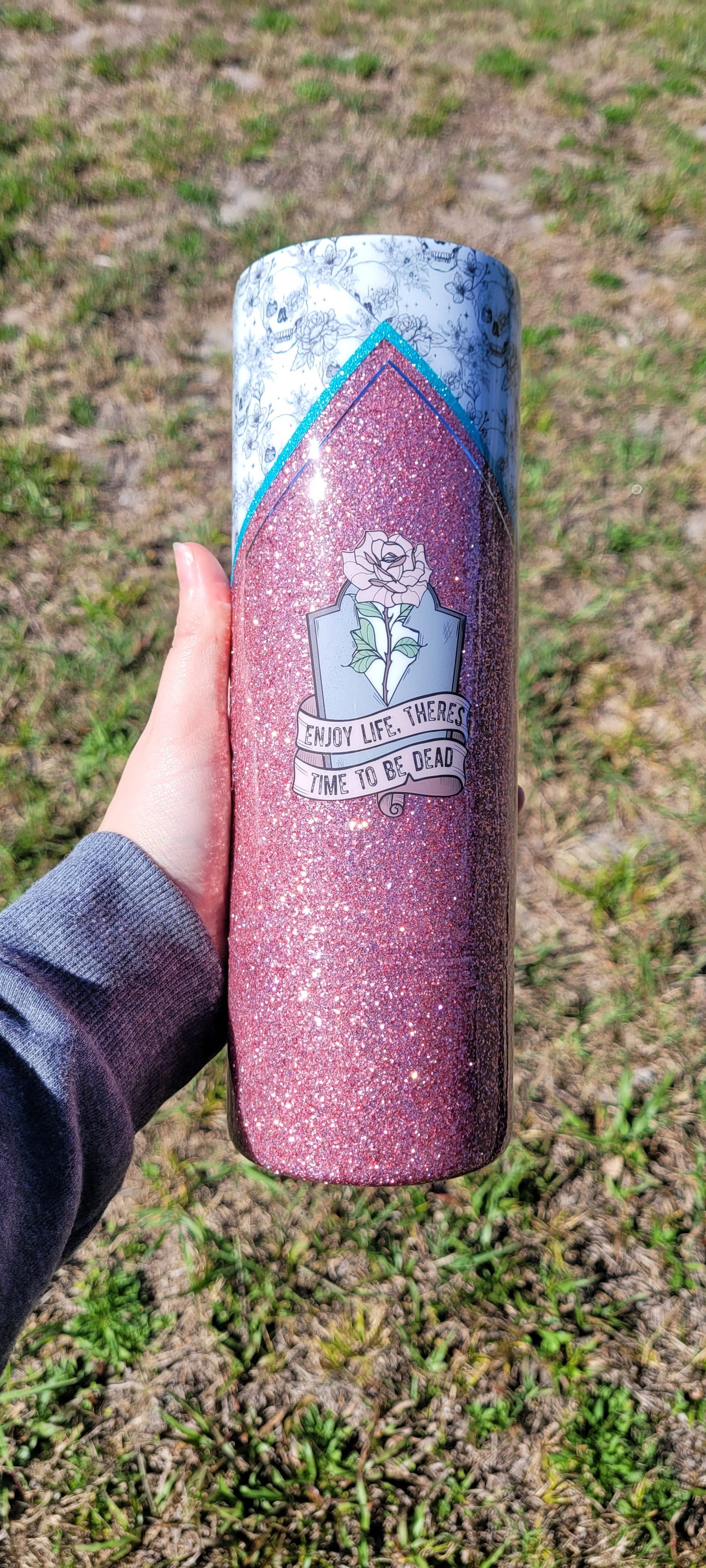 Enjoy Life There's Time to be Dead Glitter Stainless Steel Tumbler