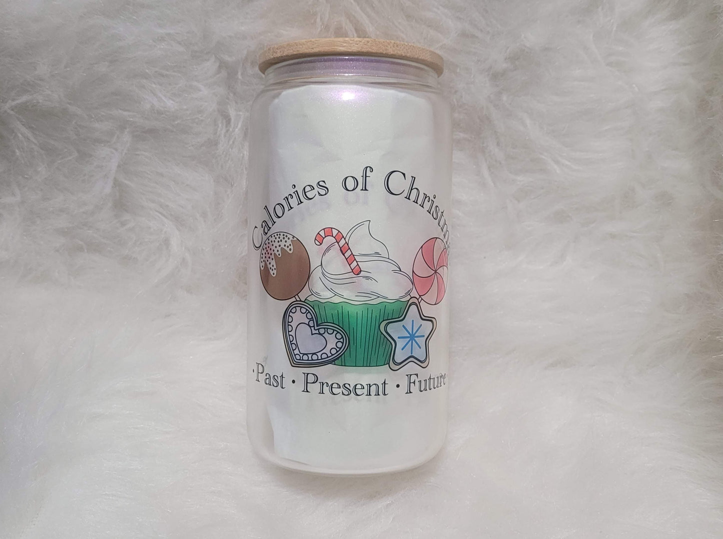 Christmas Calories Shimmer Libbey Glass Can