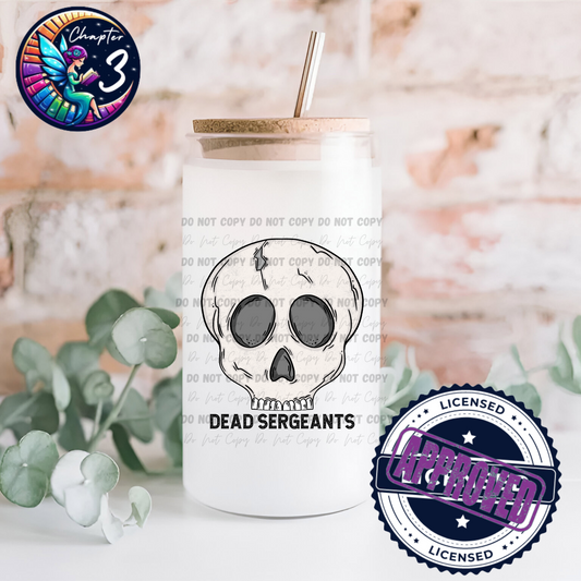 Dead Sergeants Skull Libbey Glass Can