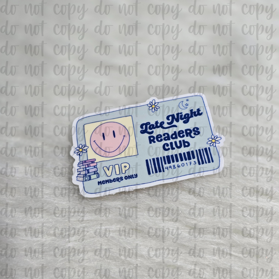 Late Night Readers Club Card Sticker