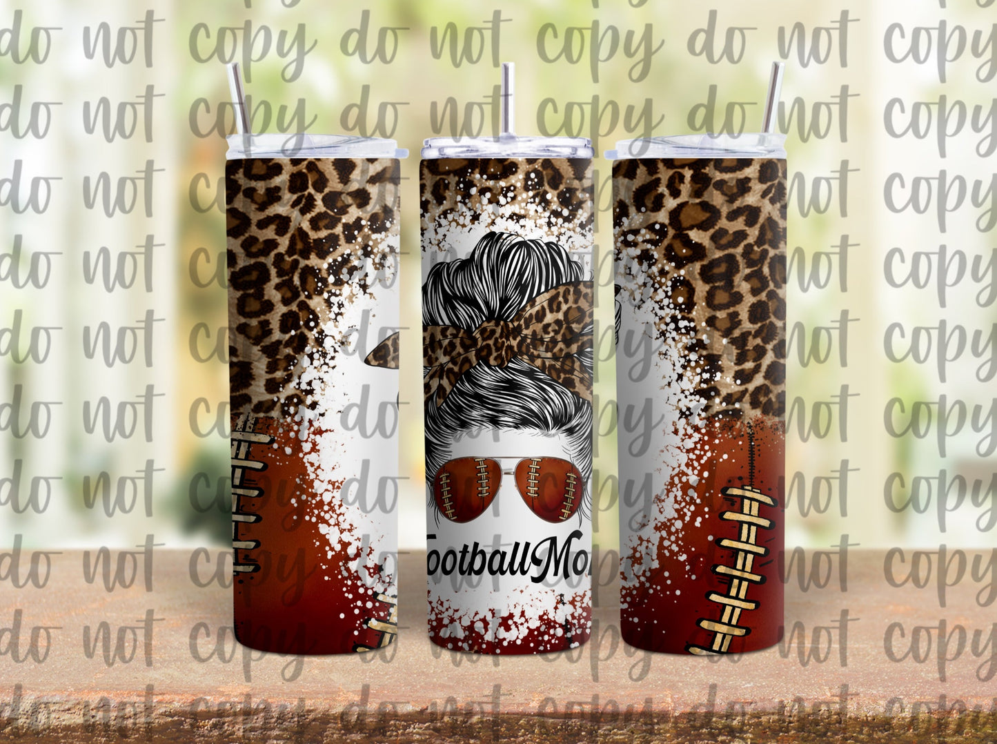 Leopard Football Mom Sublimation Tumbler