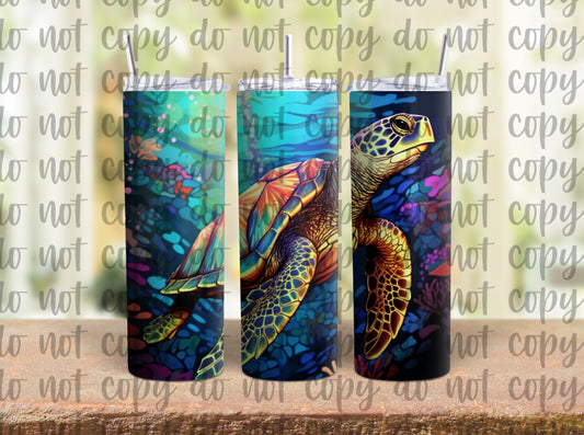 Colorful Sea Turtle Sublimation Tumbler