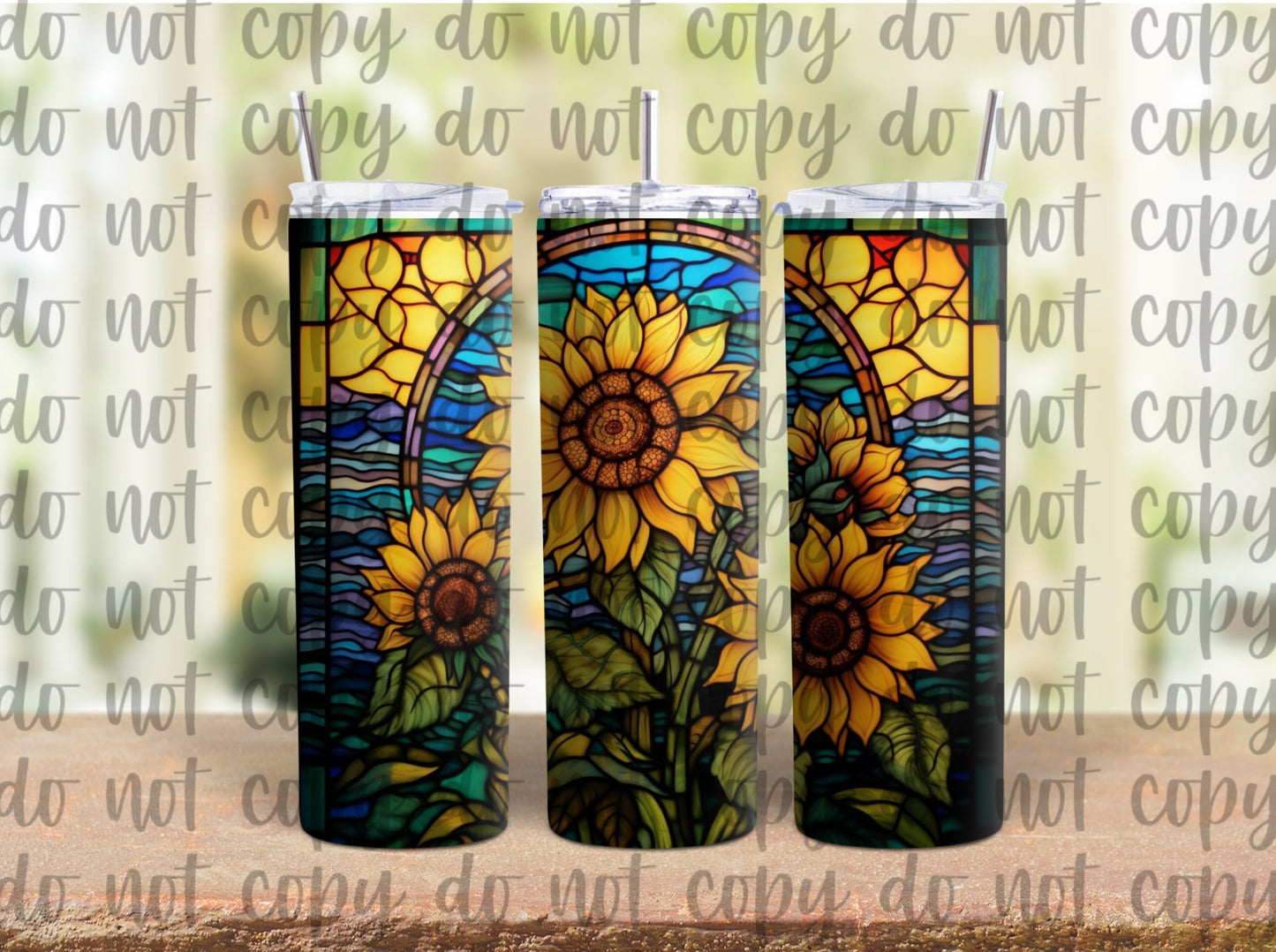 Stained Glass Sunflower Sublimation Tumbler