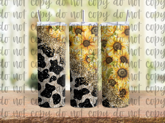 Sunflower Cow Print Sublimation Tumbler