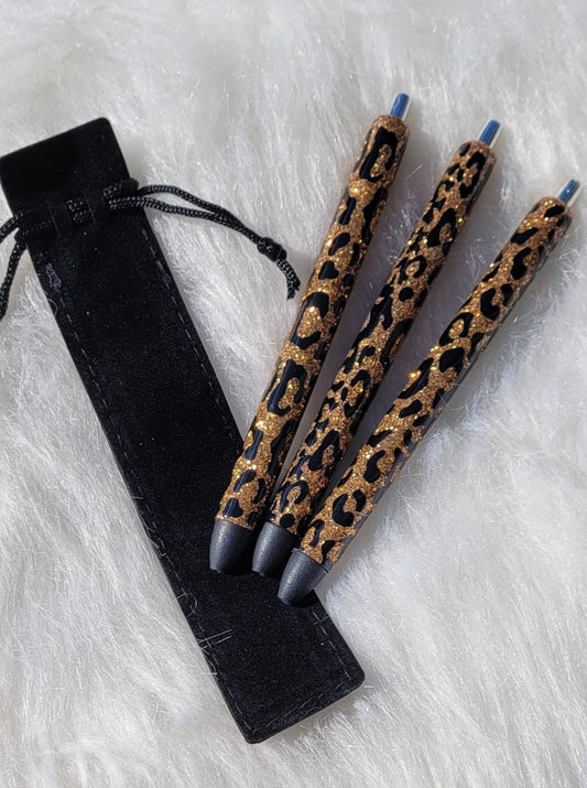 Leopard Print Refillable Glitter Pen