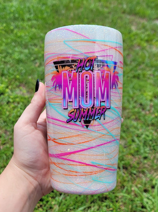 Retro Hot Mom Summer Glitter Stainless Steel Tumbler