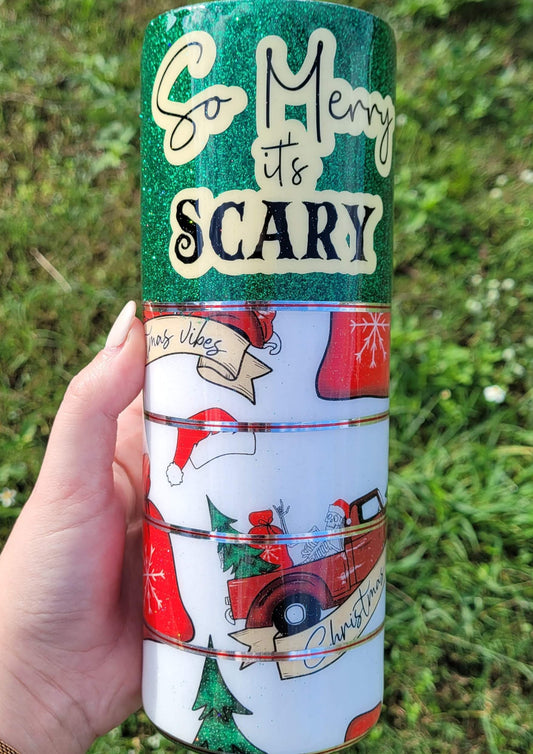 So Merry it's Scary Skeleton Stainless Steel Glitter Tumbler