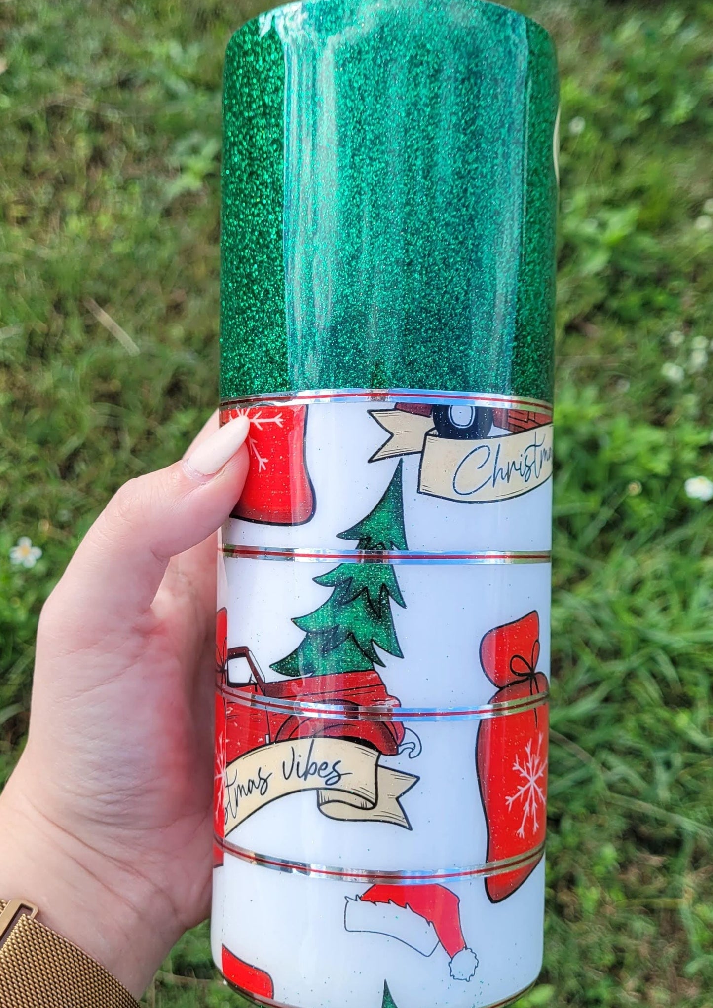 So Merry it's Scary Skeleton Stainless Steel Glitter Tumbler