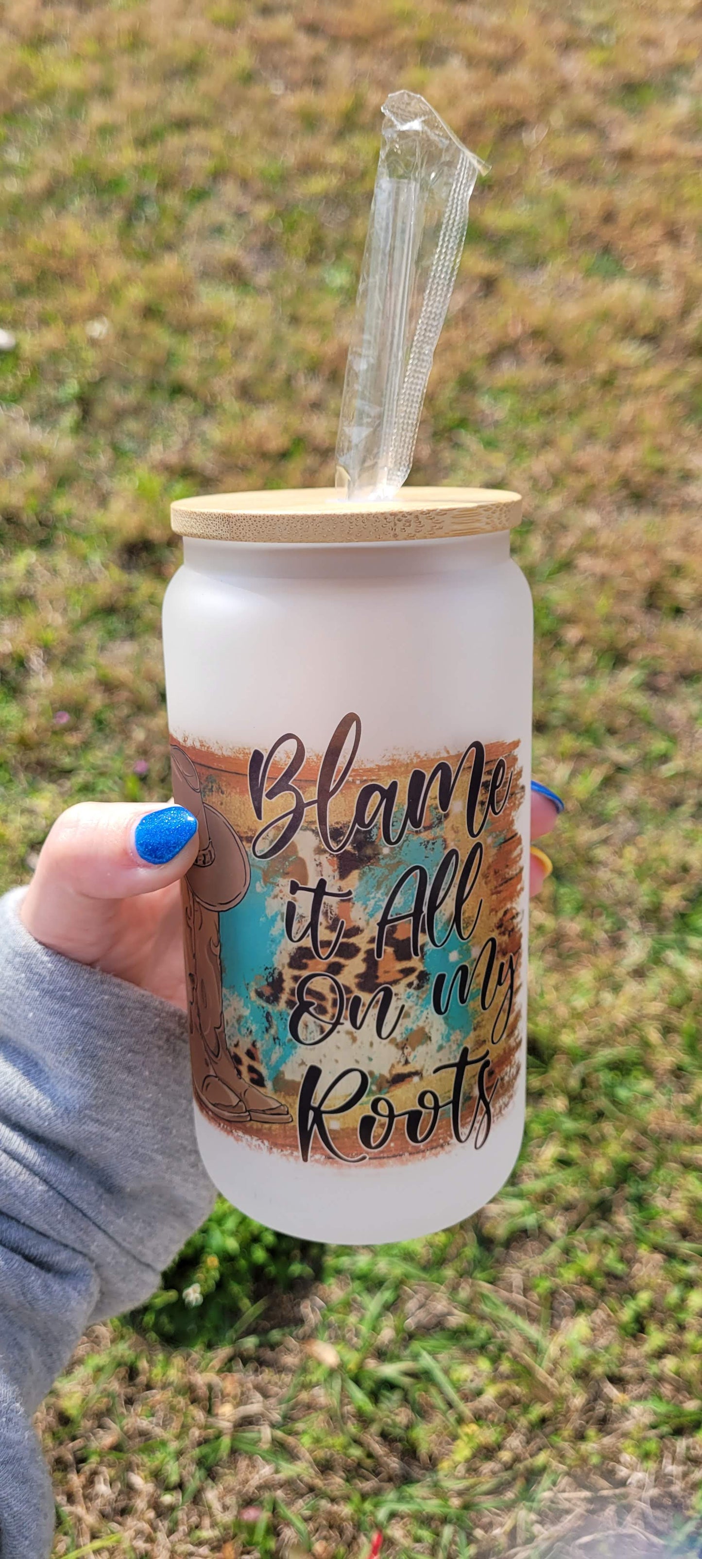 Blame It All On My Roots Libbey Glass Can