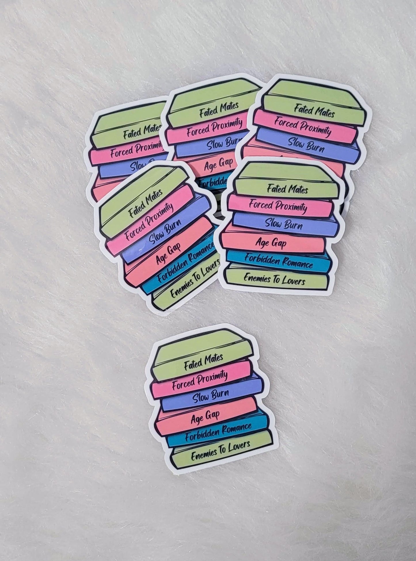 Romance Book Tropes Stacked Bookish Sticker