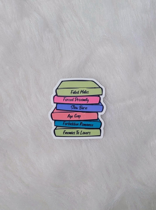 Romance Book Tropes Stacked Bookish Sticker