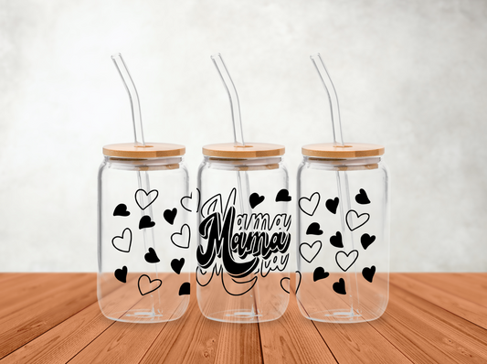 Mama Hearts Libbey Glass Can