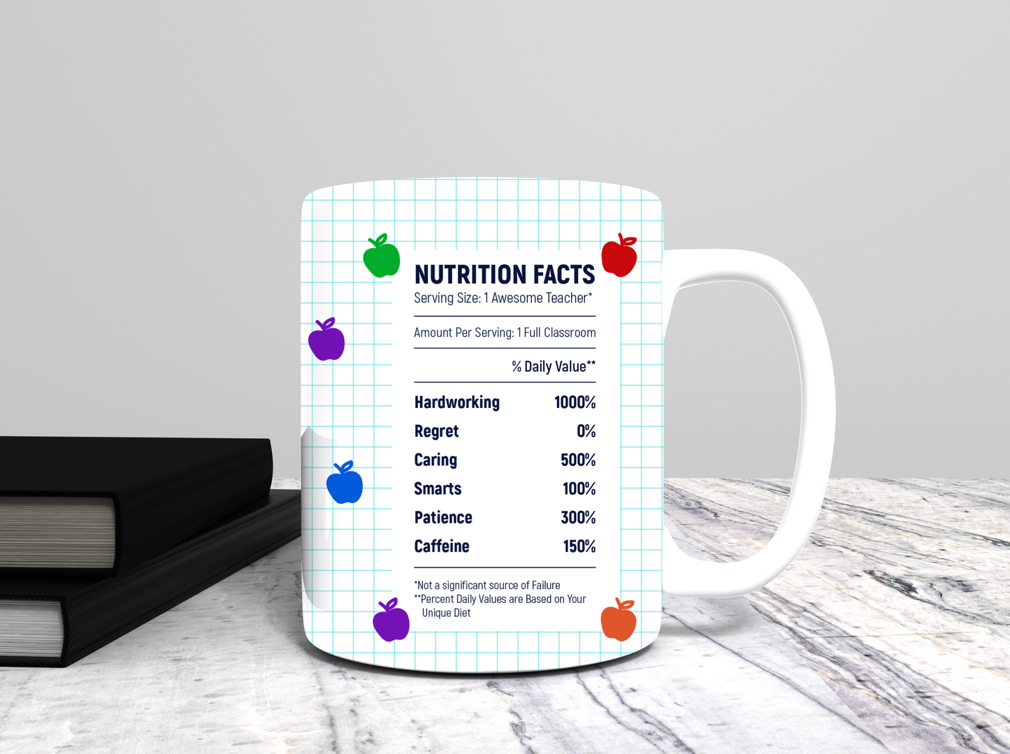 Teach Love Inspire Teacher Nutritional Facts 15oz Mug