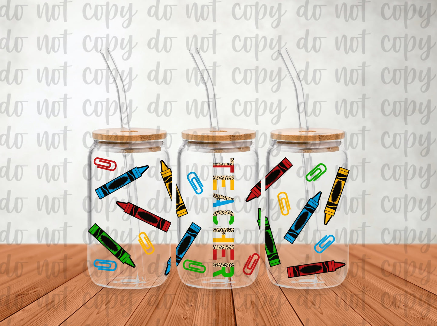 Teacher Crayons Libbey Glass Can